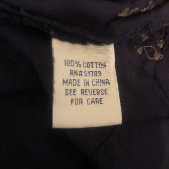 NWOT Maurices Navy Blue Embroidered Long Sleeve Boho Top Tunic Sz S - Picture 8 of 8